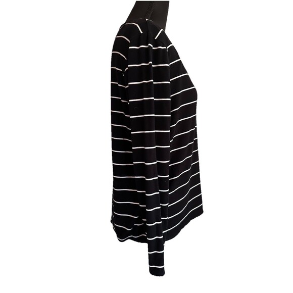 Old Navy Luxe Shirt Black/ White Stripe Boat Neck Long Sleeve Soft Women’s XS - Picture 3 of 5
